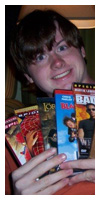 Showing off some new additions to his movie collection.
